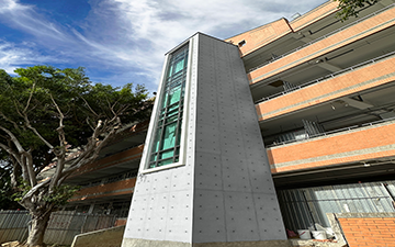  台中忠明高中電梯牆後製清水模